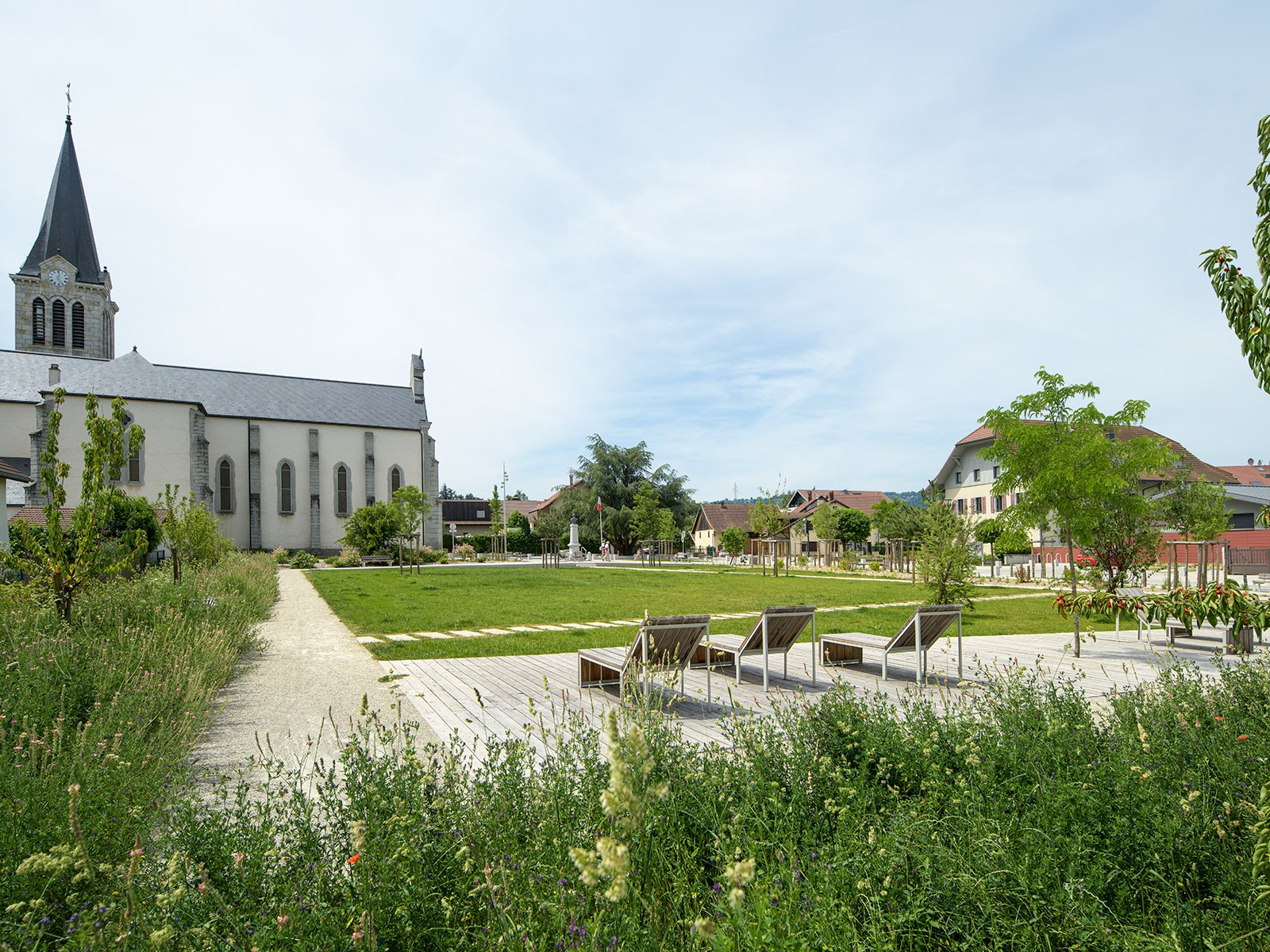 LJN - Paysagiste concepteur - Haute Savoie - Amancy - Centre bourg - Perspective - Espace public - Parc