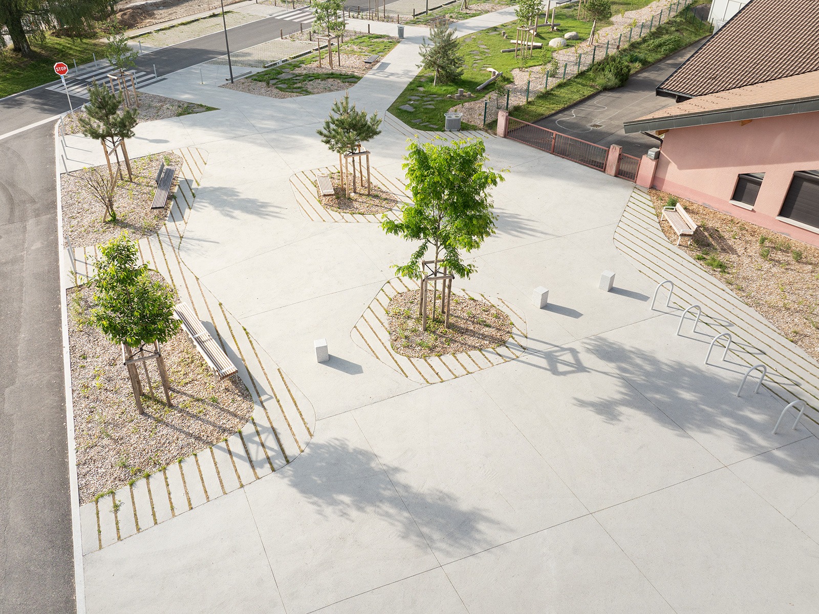 LJN - Paysagiste concepteur - Haute Savoie - Amancy - Centre bourg - Perspective - Espace public - Parc