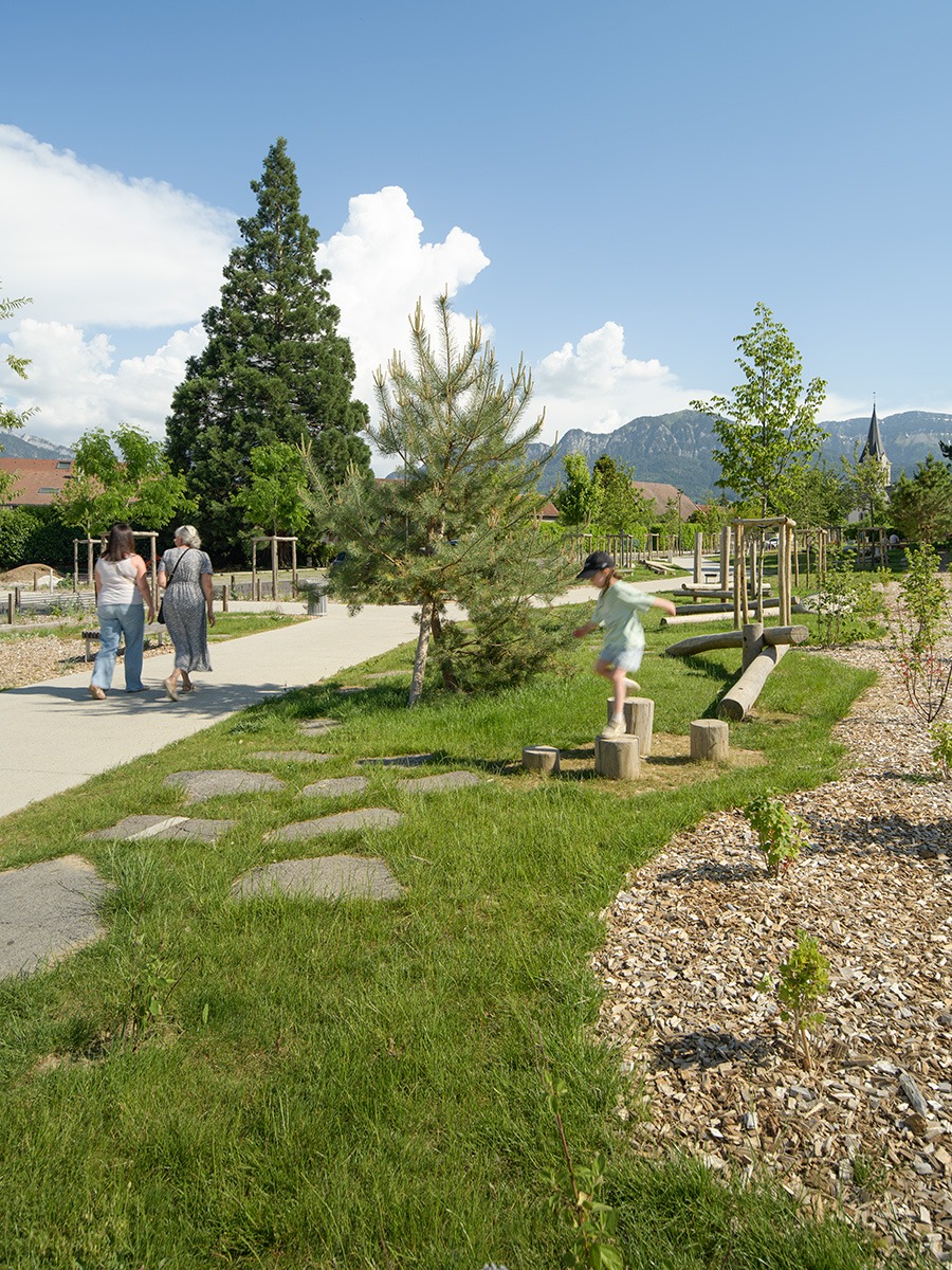 LJN - Paysagiste concepteur - Haute Savoie - Amancy - Centre bourg - Perspective - Espace public - Parc