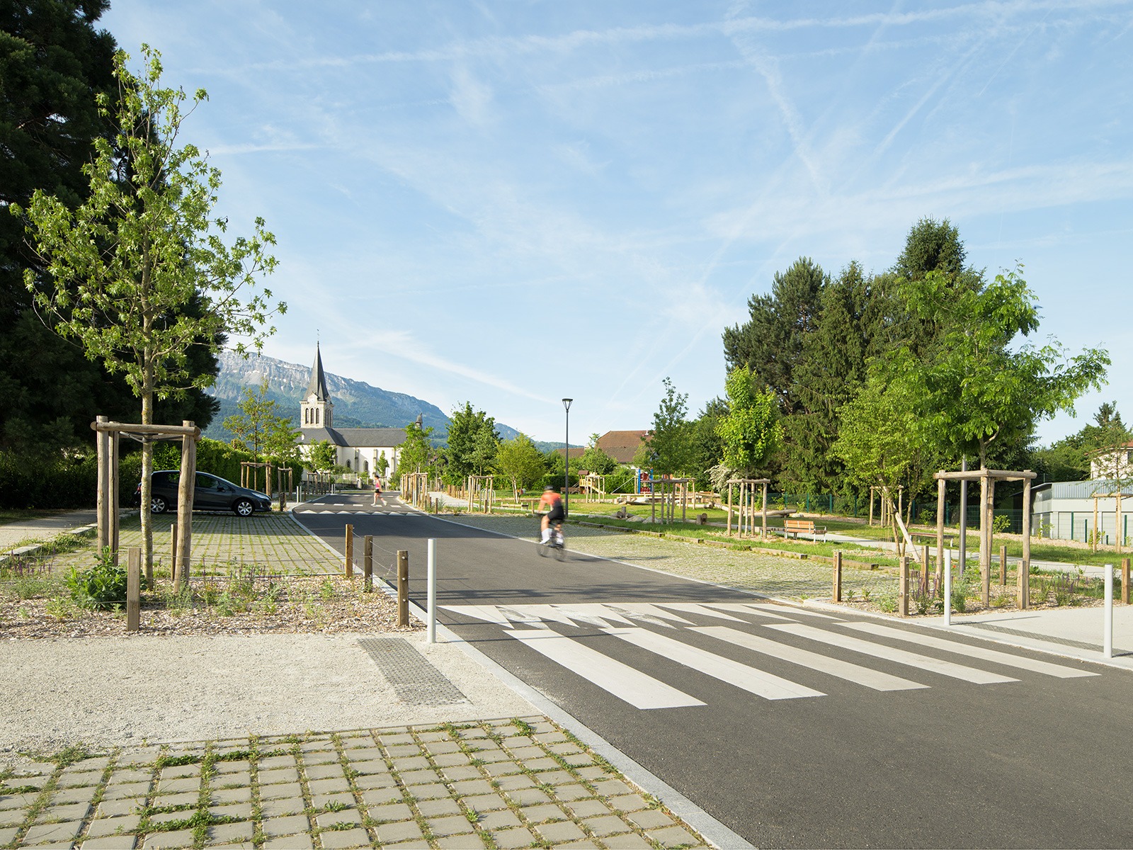 LJN - Paysagiste concepteur - Haute Savoie - Amancy - Centre bourg - Perspective - Espace public - Parc