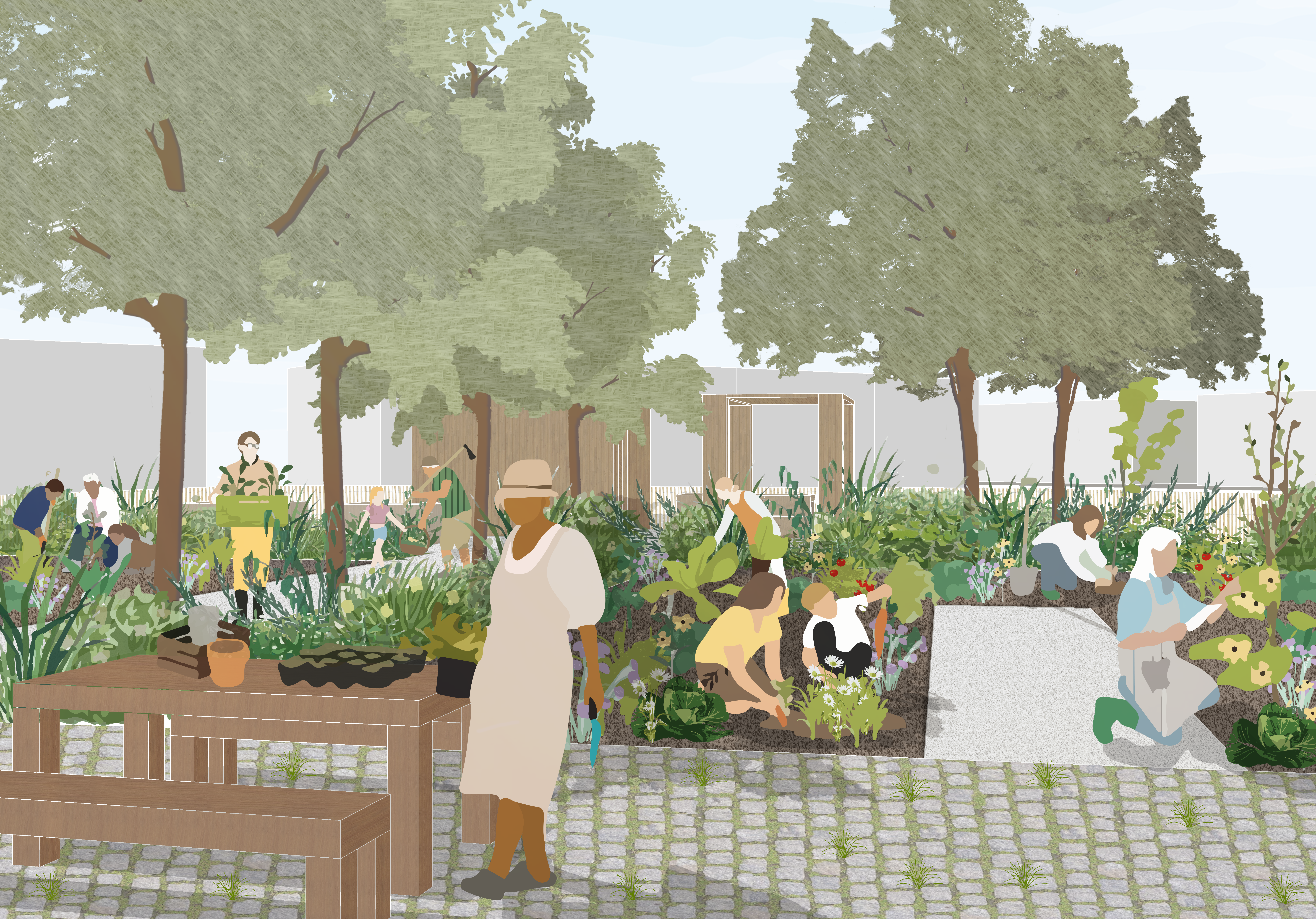 LJN - Paysagiste concepteur - Côte d'Or - Longvic - Quartier Valentin - Perspective potager - Biodiversité - Convivialité - Concertation - Co-Conception - Parc - Pédagogie