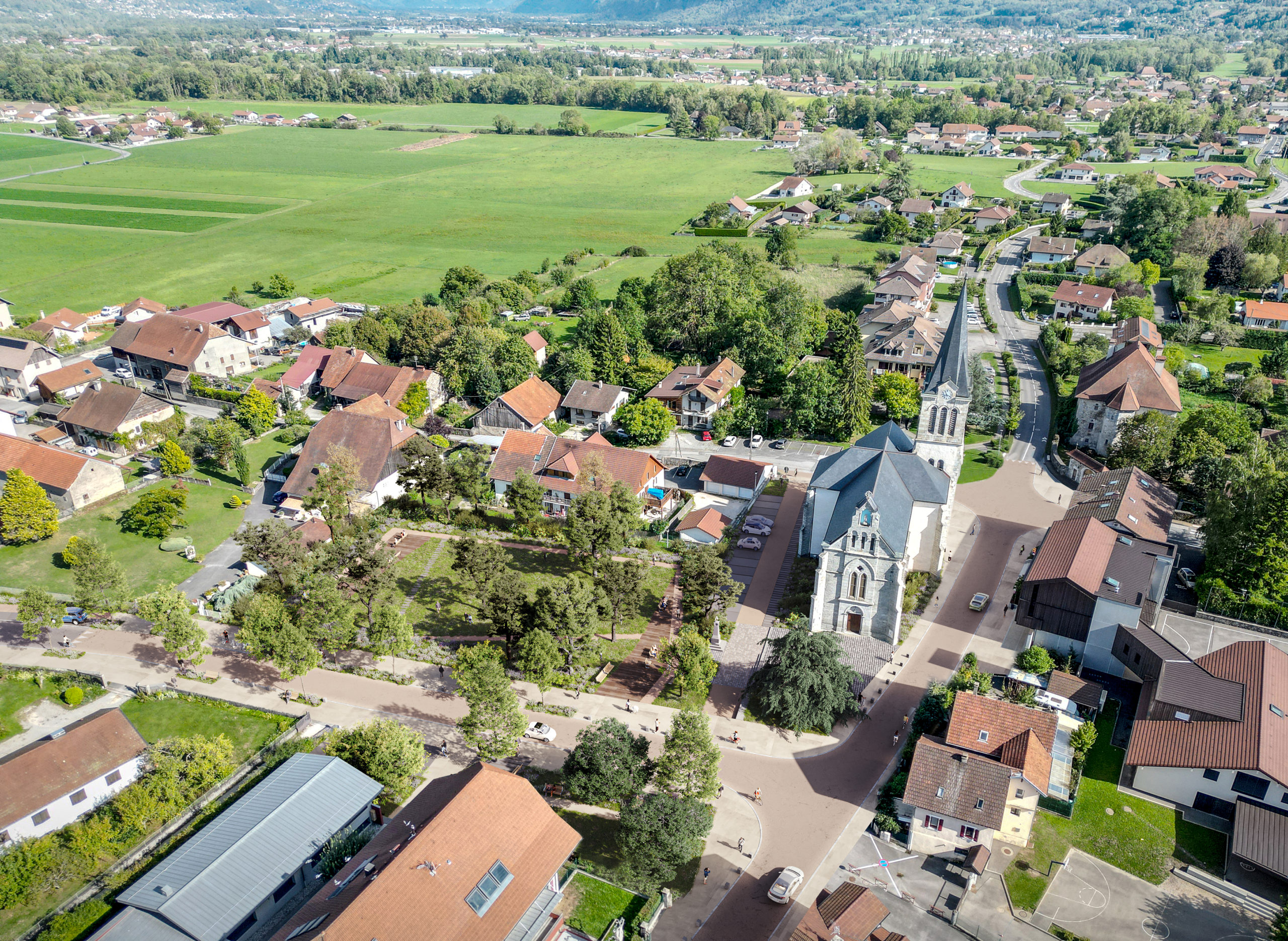 LJN - Haute Savoie - Amancy - Centre bourg - Vue aérienne