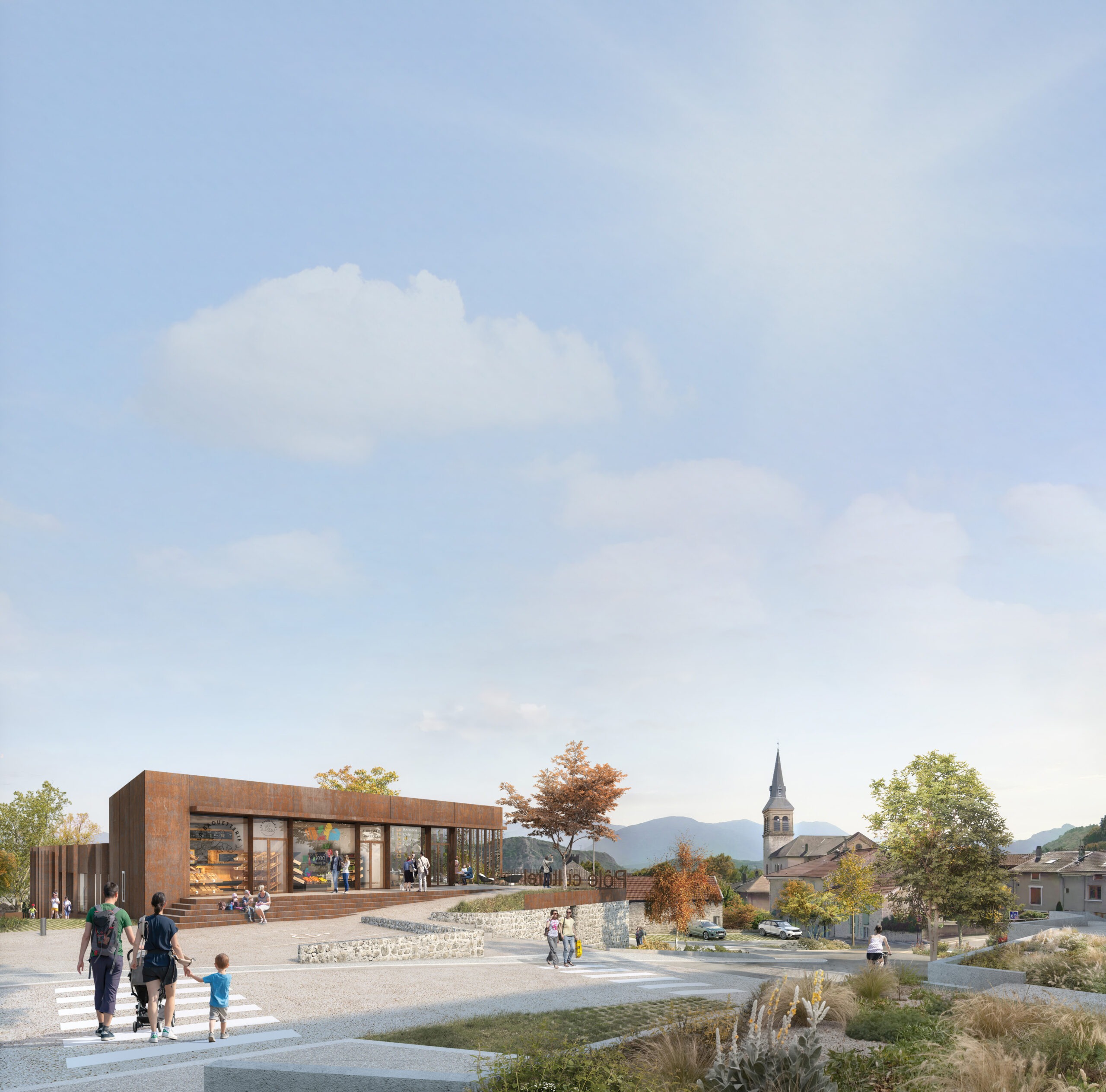 LJN - Isère - Claix - Centre bourg - Ilot Grange aux Dames - améngement d'espaces publics