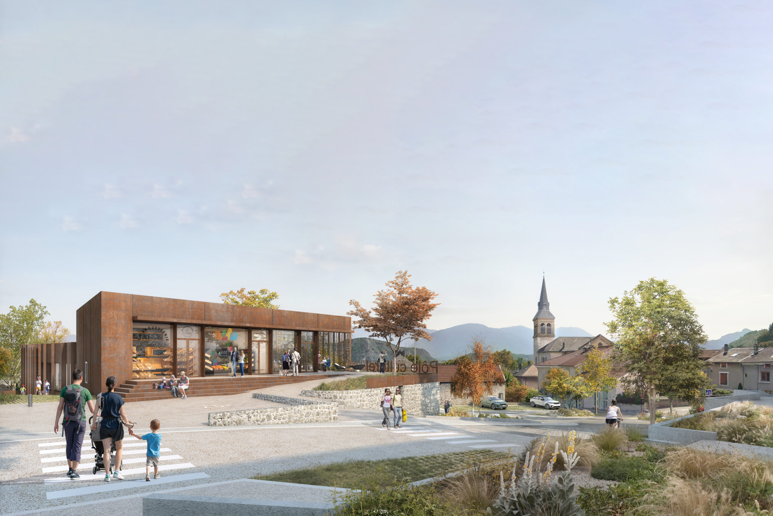 LJN - Isère - Claix - Centre bourg - Ilot Grange aux Dames - améngement d'espaces publics